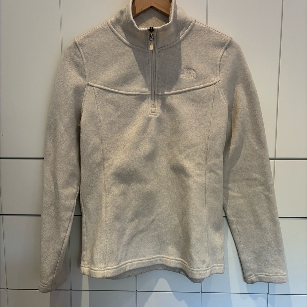 Cream Quarter-Zip Fleece Pullover